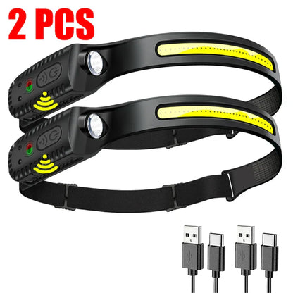 Ultra-Bright USB Rechargeable LED Headlamp – Motion Sensor