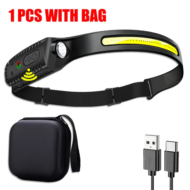 Ultra-Bright USB Rechargeable LED Headlamp – Motion Sensor